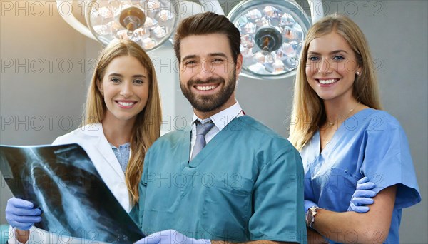 KI generated, RF, woman, woman, man, doctor, medical, medical team, team, 30+, years, attractive,