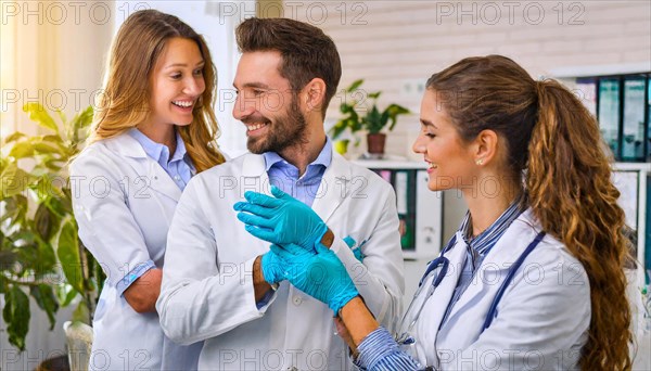 AI generated, RF, woman, woman, man, men, doctor, female doctor, two, 30-35, years, attractive,