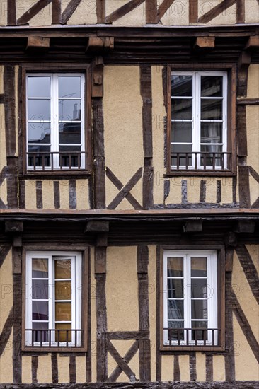 Half-timbered house, half-timbered house facade, historic old town, Morlaix, Departements