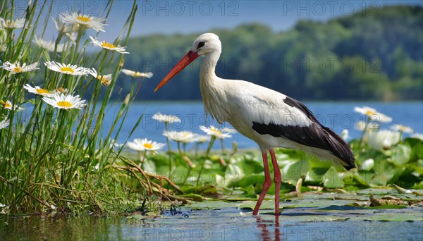 Ai generated, animal, animals, bird, birds, biotope, habitat, a, individual, swims, waters, reeds,