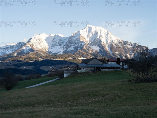 Snow-covered Alpine peaks, Little and Great Pyhrgas, Windischgarsten, Pyhrn-tidal creek region,