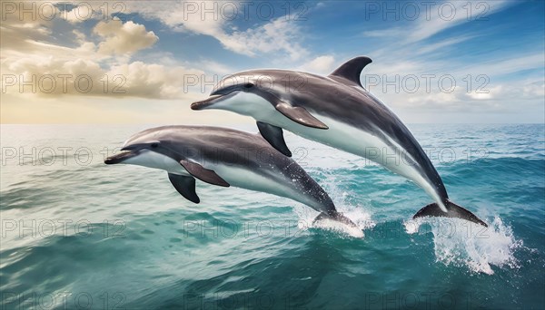 AI generated, animal, animals, mammal, mammals, biotope, habitat, two, foraging, wildlife, dolphin,