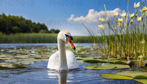 Ai generated, animal, animals, bird, birds, biotope, habitat, one, individual, swims, waters,