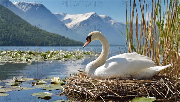 Ai generated, animal, animals, bird, birds, biotope, habitat, a, individual, water, reed, water