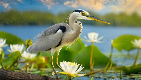 KI generated, animal, animals, bird, birds, biotope, habitat, one, individual, water, reed, winter,