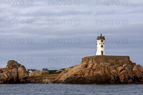 Phare du Paon, peacock lighthouse, Ile de Brehat, Cotes d'Armor department, Brittany, France,