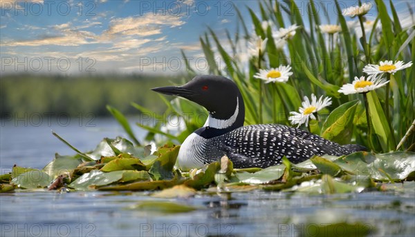 Ai generated, animal, animals, bird, birds, biotope, habitat, a, individual, swims, waters, breeds,