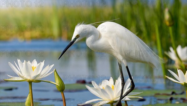 Ai generated, animal, animals, bird, birds, biotope, habitat, a, individual, swims, waters, reeds,