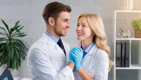 AI generated, RF, woman, woman, man, men, doctor, female doctor, two, 30-35, years, attractive,