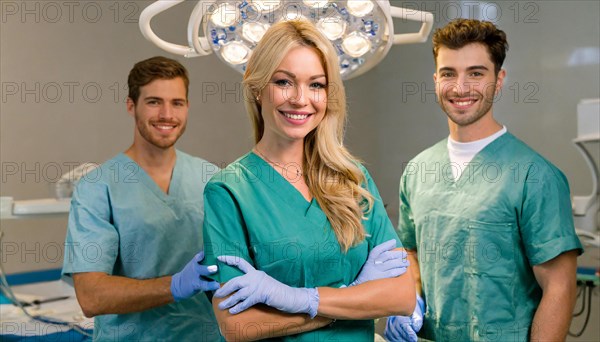 AI generated, RF, woman, woman, man, doctor, doctor team, team, 30, years, attractive, attractive,