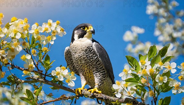 KI generated, animal, animals, bird, birds, biotope, habitat, a, individual, sits, branch, perch,
