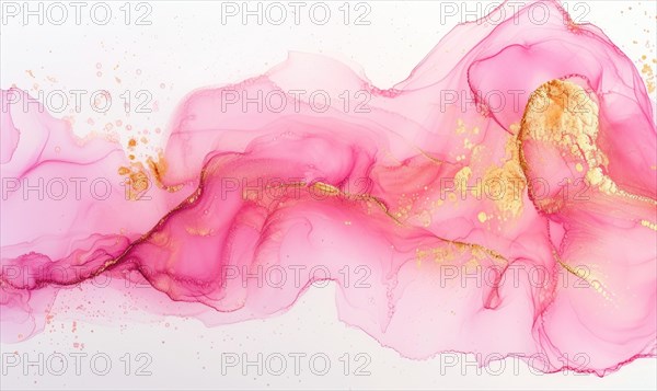 Pink and gold abstract texture background. Marbling artwork texture. Pink quartz ripple pattern.