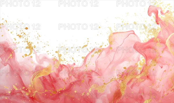 Pink and gold abstract texture background. Marbling artwork texture. Pink quartz ripple pattern.