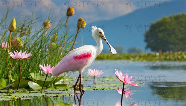 Ai generated, animal, animals, bird, birds, biotope, habitat, one, individual, swims, waters,