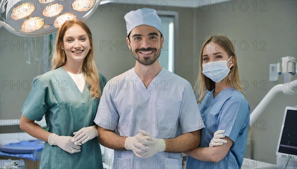 AI generated, RF, woman, woman, man, doctor, doctor team, team, 30, years, attractive, attractive,