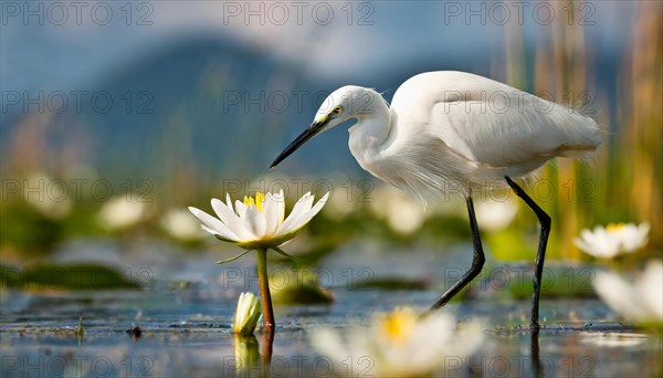 Ai generated, animal, animals, bird, birds, biotope, habitat, a, individual, swims, waters, reeds,