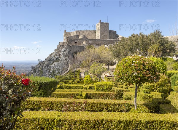 Garden of historic castle medieval village of Marvao, Portalegre district, Alto Alentejo, Portugal,