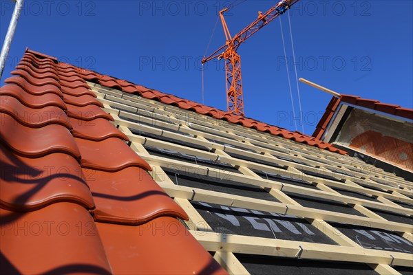 Roofing work, re-roofing of a tiled roof (Mutterstadt, Rhineland-Palatinate)
