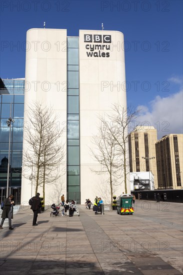 BBC Cymru Wales TV studios headquarters building, Central Square, Cardiff, South Wales, UK opened