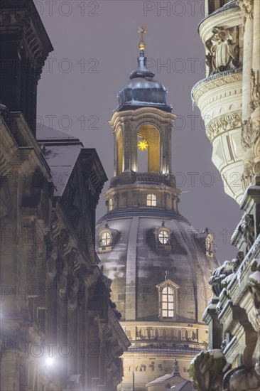 Dresden's Old Town with its historic buildings. Augustusstrasse Passage between Georgentor and
