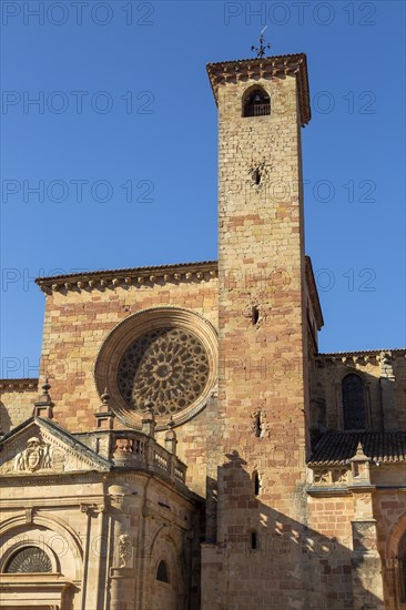 Bullet holes from Civil War on tower around former sniper positions, cathedral church, Siguenza,