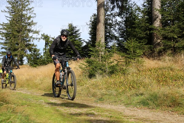 Mountain bike tour through the Bavarian Forest with the DAV Summit Club: Mountain bikers in the