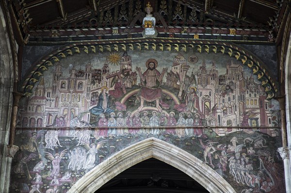 Medieval doom painting of the Day of Judgement, Church of Saint Thomas, Salisbury, Wiltshire,