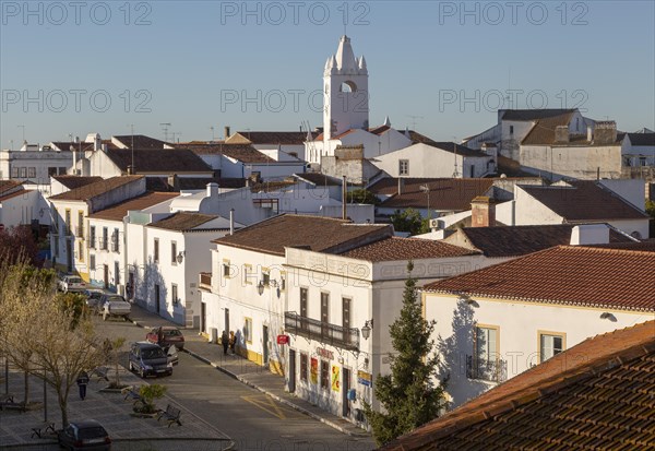 View over rooftops of buildings in village of Alvito, Beja District, Baixo Alentejo, Portugal,