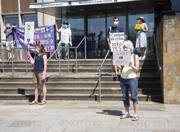 Extinction Rebellion climate change campaign silent protest, County Council HQ, Warwick,