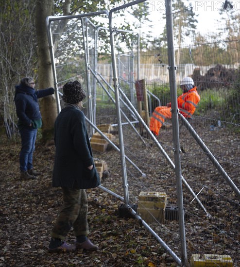 HS2 construction site Crackley Woods, Kenilworth, Warwickshire, England, UK, November 2020,