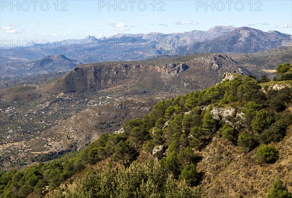 View west from Area Recreativa El Alcazar, Sierra Tejeda natural park, Alcaucin, Axarquia,