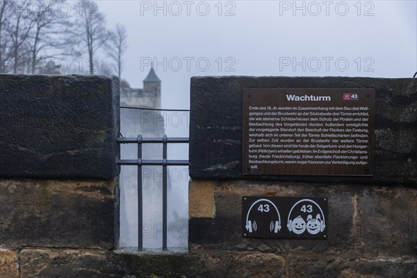 Winter atmosphere at the mountain fortress, Koenigstein, Saxony, Germany, Europe