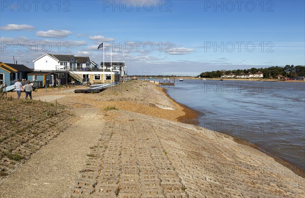 River Deben at Felixstowe Ferry, Suffolk, England, UK with Bawdsey Quay opposite, sailing club