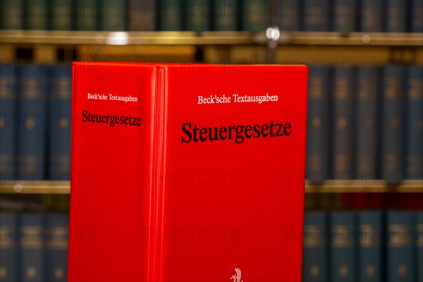 Symbolic image of tax advice: specialist book STEUERGESETZE from Beck-Verlag in front of a