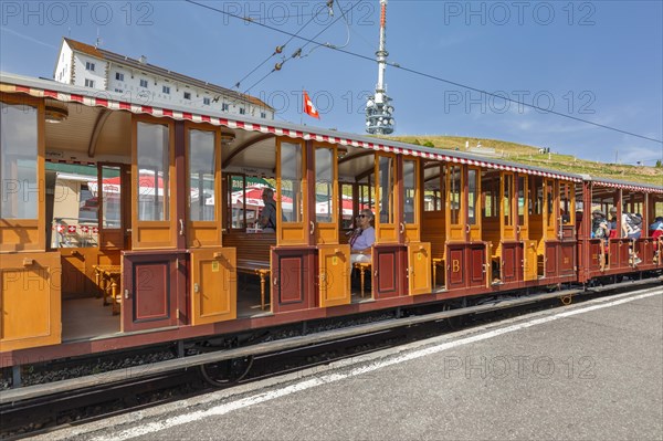 Cog railway at Rigi-Kulm mountain station, Lake Lucerne, Canton Lucerne, Switzerland, Rigi, Schwyz,