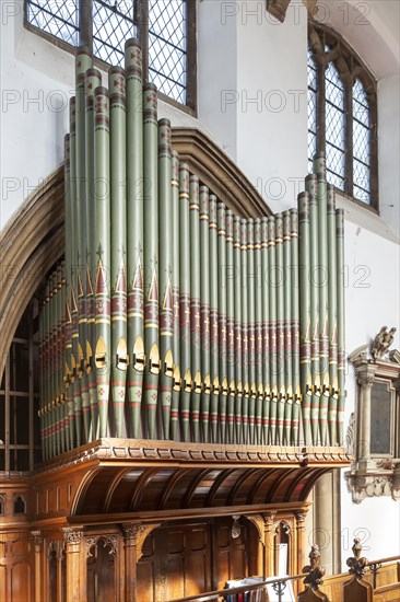 Interior of church of Saint Mary, Halesworth, Suffolk, England, UK organ made by Normand and Beard
