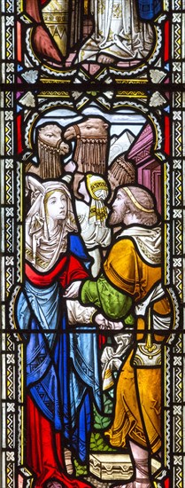 Stained glass window church of Saint Peter, Sibton, Suffolk, England, UK installed 1873 by H.