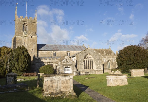 Historic village parish church of Saint Michael and All Angels, Urchfont, Wiltshire, England, UK