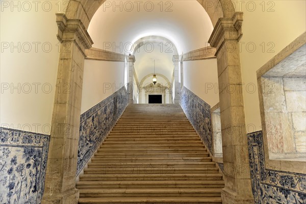 Staircase, Azulejos, Tile paintings, Monastery of Sao Vicente de Fora, built until 1624, Old Town,