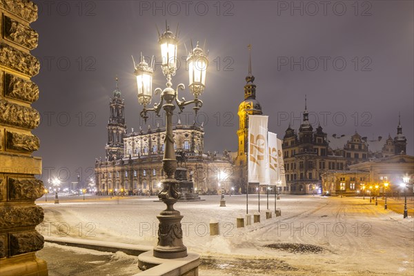 Dresden's Old Town with its historic buildings. Theatre Square with the Semper Opera House. Court