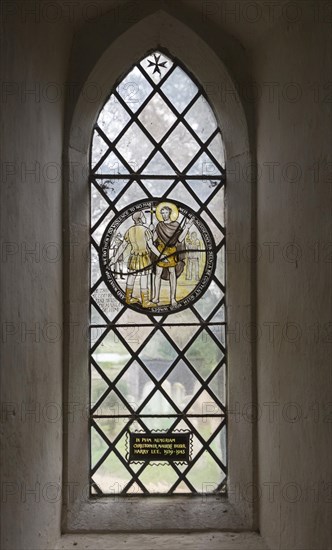 Church of John the Baptist, Barnby, Suffolk, England, UK stained glass roundel window by Margaret