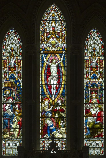 Victorian stained glass east window, Tidworth south church, Wiltshire, England, UK Heaton, Butler