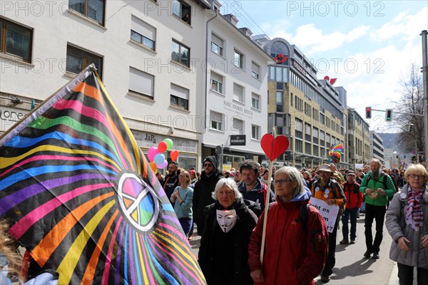 Lateral thinker demonstration in Stuttgart. The motto of the demonstration was Fundamental rights