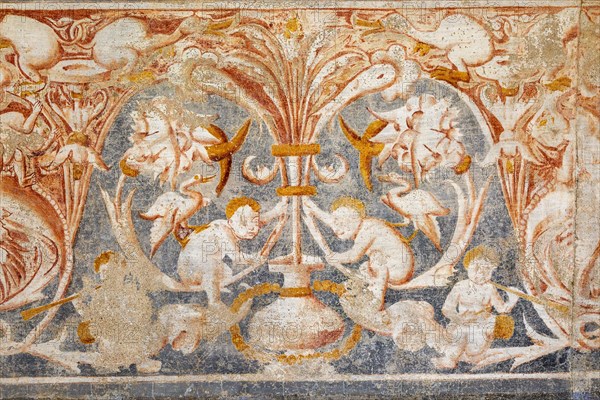 Image set of Casas Pintadas, Evora, Portugal unusual 16th-century murals paintings of creatures