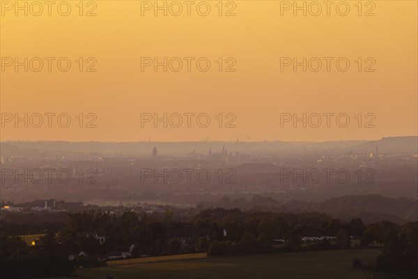View of the Elbe valley towards Dresden from Koenigstein Fortress, Koenigstein, Saxony, Germany,