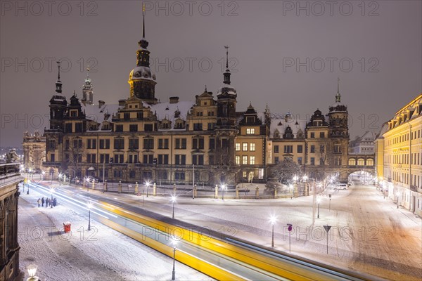 Dresden's Old Town with its historic buildings. Residential Palace in Sophienstrasse, Dresden,