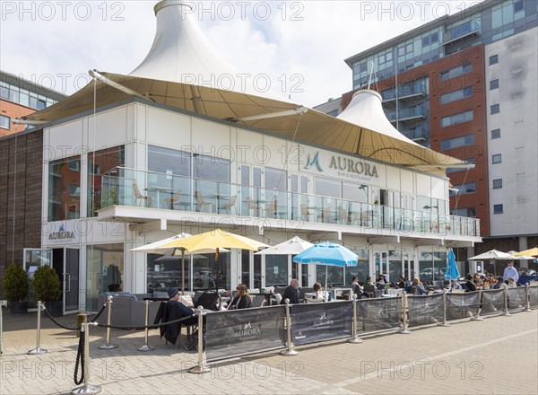 Aurora waterfront restaurant modern architecture, Wet Dock redevelopment, Ipswich, Suffolk,