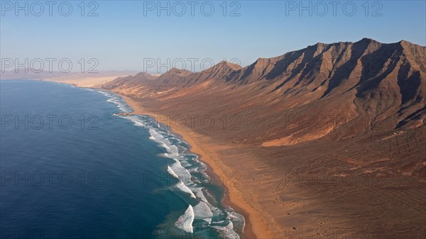 Playa de Cofete, Parque Natural Jandia, Jandia peninsula, aerial view, Canary Islands,