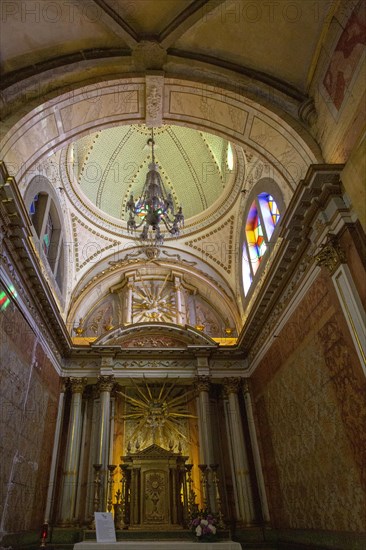 Ornately decorated interior of the 17th century church of Igreja de Santiago, Tavira, Algarve,