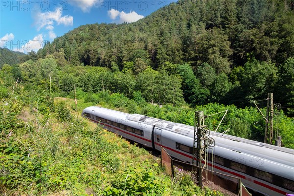 ICE (Intercity Express) in the Palatinate Forest. The train is on its way from Frankfurt to Paris.